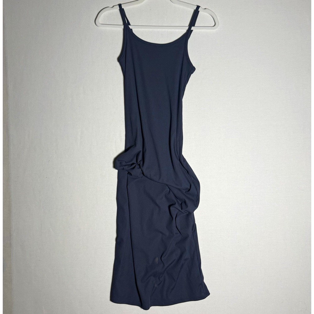 Navy Blue Ribbed Knit Camisole Slip Maxi Dress Minimalist 90s XXS
